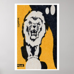 Zirkus Löwe Streichholzschachtel Kunst Druck, Russ Poster