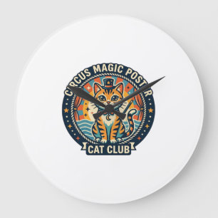 Zirkus-Magie-Plakat Katze Süße Kitty Design - Zirk Große Wanduhr