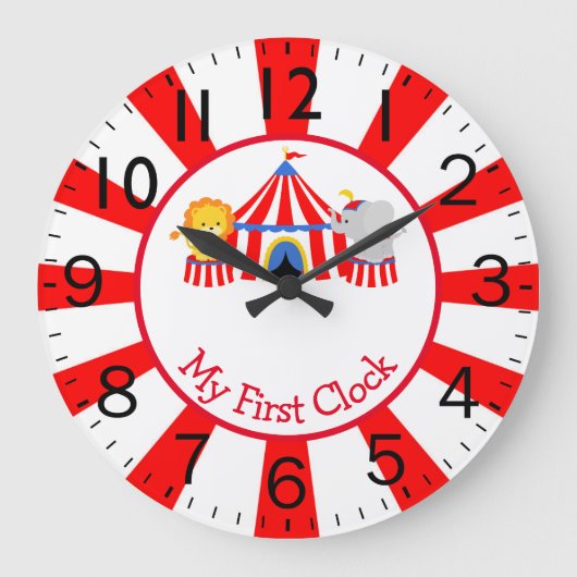 Zirkus mit den ersten Tieren Große Wanduhr (Vorderseite)