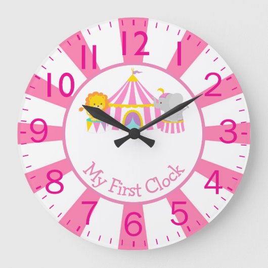Zirkus mit den ersten Tieren Große Wanduhr (Vorderseite)