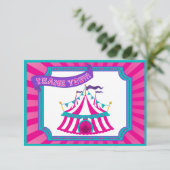 Zirkus oder Karnevals-Party - danke Karten (Stehend Vorderseite)