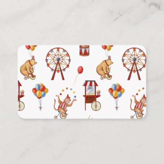 Zirkus-Platzkarten für das Buffet Platzkarte (Rückseite)