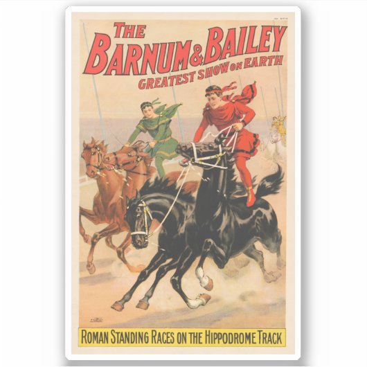 Zirkus-Rennen mit Männern, die zwei Pferde umherzi Aufkleber (Vorderseite)