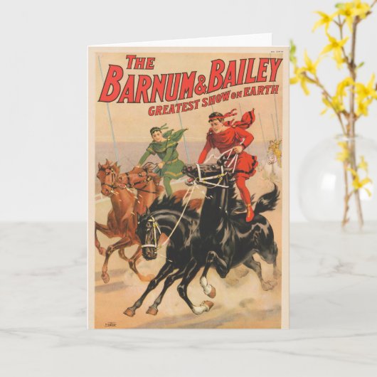 Zirkus-Rennen mit Männern, die zwei Pferde umherzi Karte (Gelbe Blume)