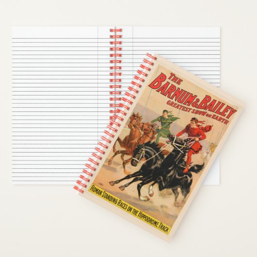 Zirkus-Rennen mit Männern, die zwei Pferde umherzi Notizblock (Innen)