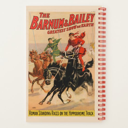 Zirkus-Rennen mit Männern, die zwei Pferde umherzi Notizblock (Rückseite)