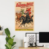 Zirkus-Rennen mit Männern, die zwei Pferde umherzi Poster (Heimbüro)