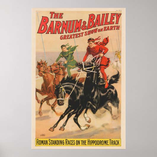 Zirkus-Rennen mit Männern, die zwei Pferde umherzi Poster (Vorne)