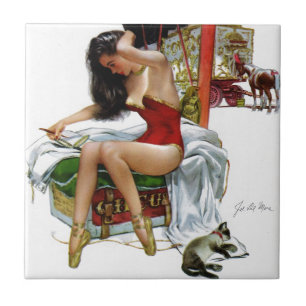 Zirkus-Schönheit Vintage Art Weihnachten Pin-Up Mä Fliese