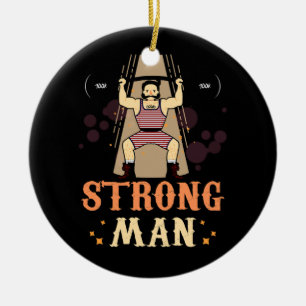 Zirkus-Starkmann-Hanteltraining-Halloween C Keramik Ornament