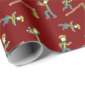 Zirkus-Stockmänner Akrobaten Geschenkpapier (Rolleneckpunkt)