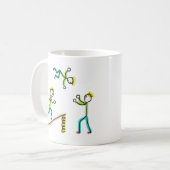 Zirkus-Stockmänner Akrobaten Kaffeetasse (Vorderseite Links)