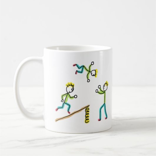 Zirkus-Stockmänner Akrobaten Kaffeetasse (Links)