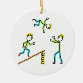 Zirkus-Stockmänner-Akrobaten Keramik Ornament