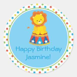 Zirkus-Thema   des Löwe-  personalisiert Runder Aufkleber