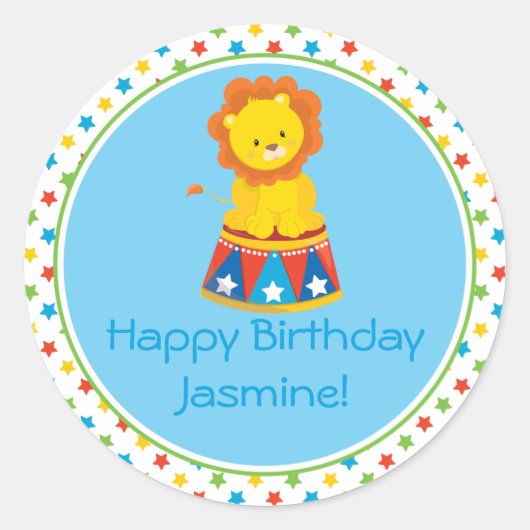 Zirkus-Thema | des Löwe-| personalisiert Runder Aufkleber (Vorderseite)