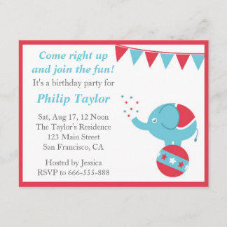 Zirkus-Themed Geburtstags-Party mit niedlichem Einladung