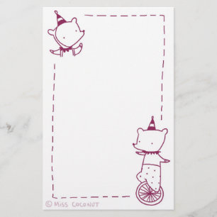 Zirkus trägt - die Unicycle-u. Party-Hüte (lila) Briefpapier
