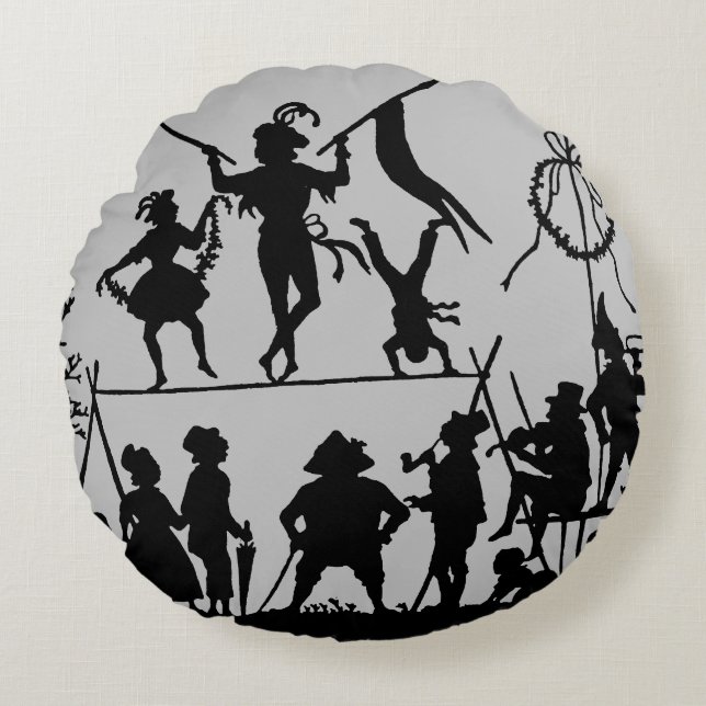 Zirkus-Truppe Rundes Kissen (Vorderseite)