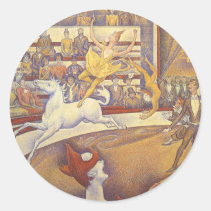 Zirkus von Georges Seurat, Vintage Pointillismus K Runder Aufkleber
