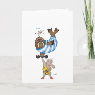 Zirkus-Warthog-Strongman im Vintage-Look mit Walro Karte