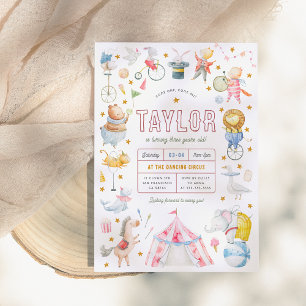 Zirkus   Watercolor Carnival Geburtstagsparty Einladung