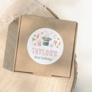 Zirkus   Watercolor Carnival Geburtstagsparty Runder Aufkleber