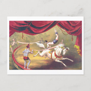 Zirkus-Werbelithografie aus der Vergangenheit mit Postkarte