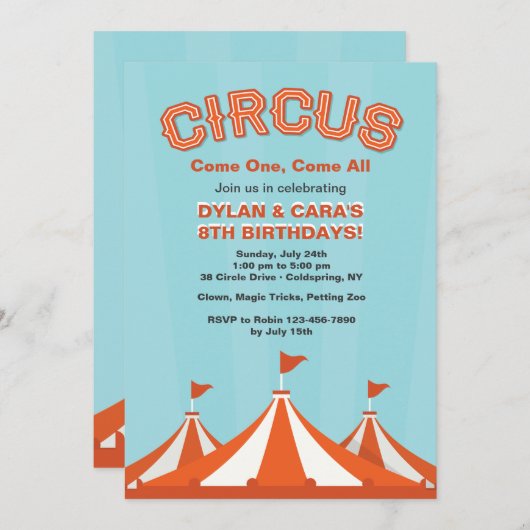 Zirkus-Zelt-Einladung Einladung (Vorne/Hinten)