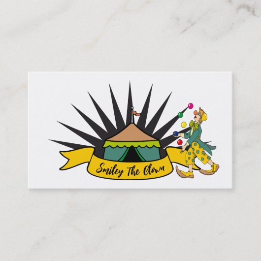 Zirkus Zent Clown, Kinder Entertainer, Clown Visitenkarte (Vorderseite)