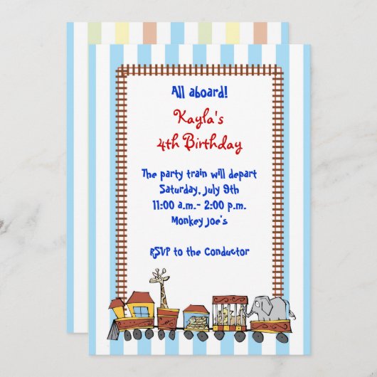 Zirkus-Zug-Einladung Einladung (Vorne/Hinten)