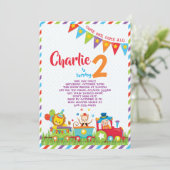 Zirkus-Zug-Geburtstags-Einladung Einladung (Stehend Vorderseite)