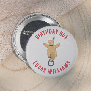 Zirkusbär zum Geburtstag Button