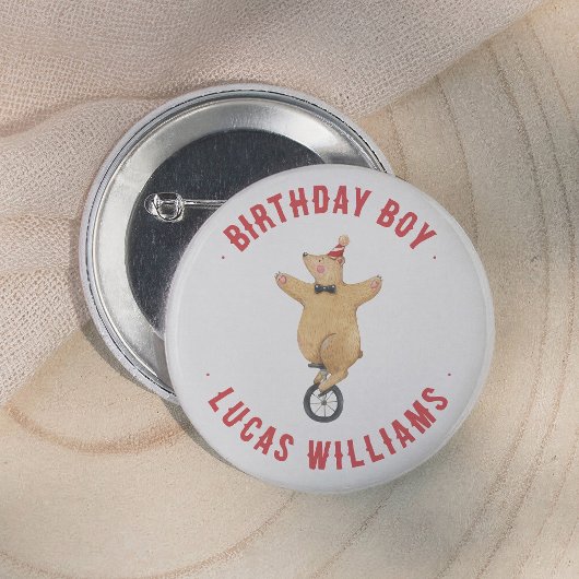 Zirkusbär zum Geburtstag Button