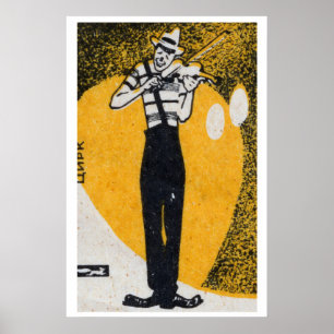 Zirkusclown spielt Violine Matchbox Kunstprint Poster