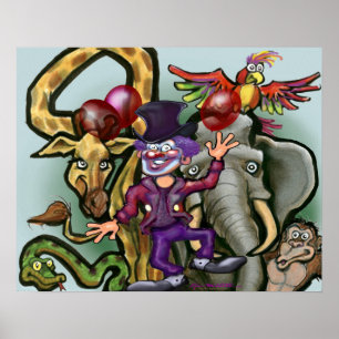 Zirkusclown und Tiere  Poster