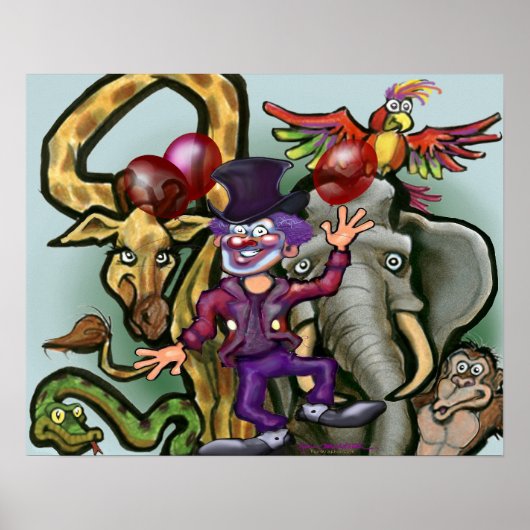 Zirkusclown und Tiere  Poster (Vorne)