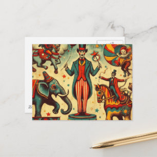 Zirkusdirektor-Collage im Vintage-Stil Postkarte
