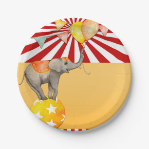 Zirkuselefant auf Ball Karneval Baby Shower Party Pappteller