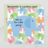 ZirkusElefanten, individuell auf Geburtstagseinlad Einladung (Vorne/Hinten)