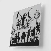 Zirkusgruppe Quadratische Wanduhr (Winkel)