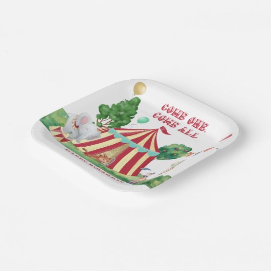 Zirkuskarnevale Tiere und Personalisierte Top Pappteller (Gewinkelt)