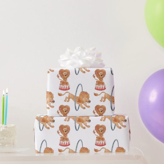 Zirkuslionen, Hoop Lion, Balancing Lion Geschenkpapier (Partygeschenke)