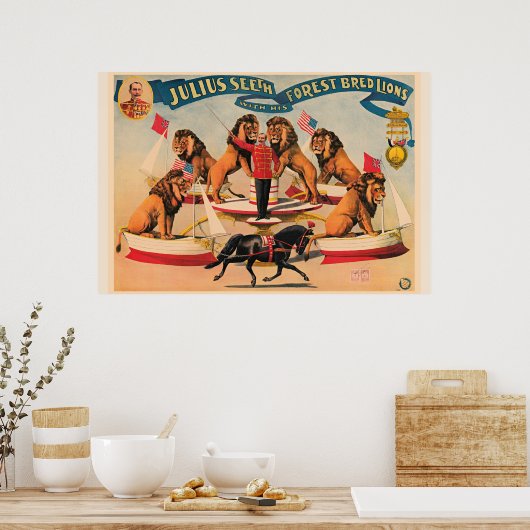 Zirkuslöwen, Vintage-Illustration, Poster (Küche)