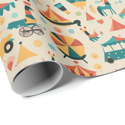 Zirkusmuster Geschenkpapier (Rolleneckpunkt)