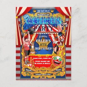 ZIRKUSPARTY Big Top Zelt Vintage Moderne Geburtsta Einladungspostkarte