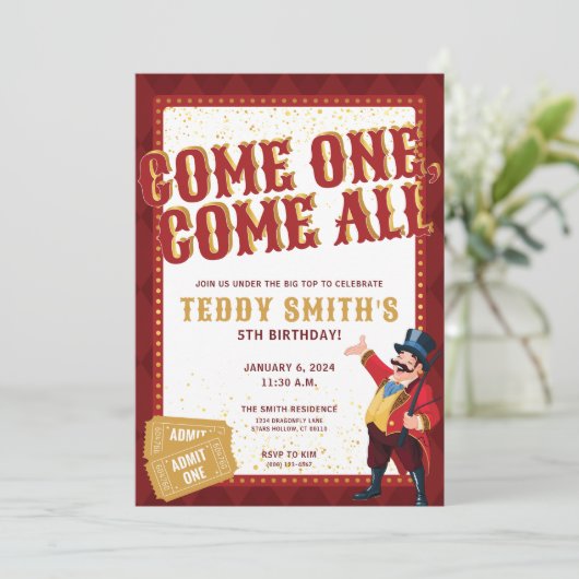 ZirkusParty Einladung (Stehend Vorderseite)