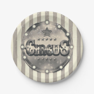 Zirkusparty im Vintage-Look mit gestreiften Streif Pappteller