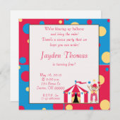 Zirkusparty, Wir blasen Luftballons ... Einladung (Vorne/Hinten)