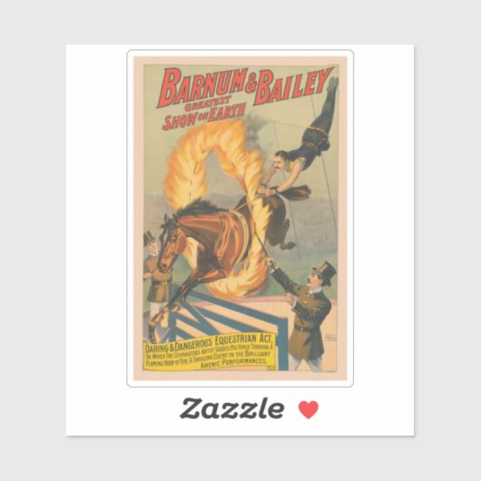 Zirkuspferd, das durch einen Flammenhaufen springe Aufkleber (Blatt)